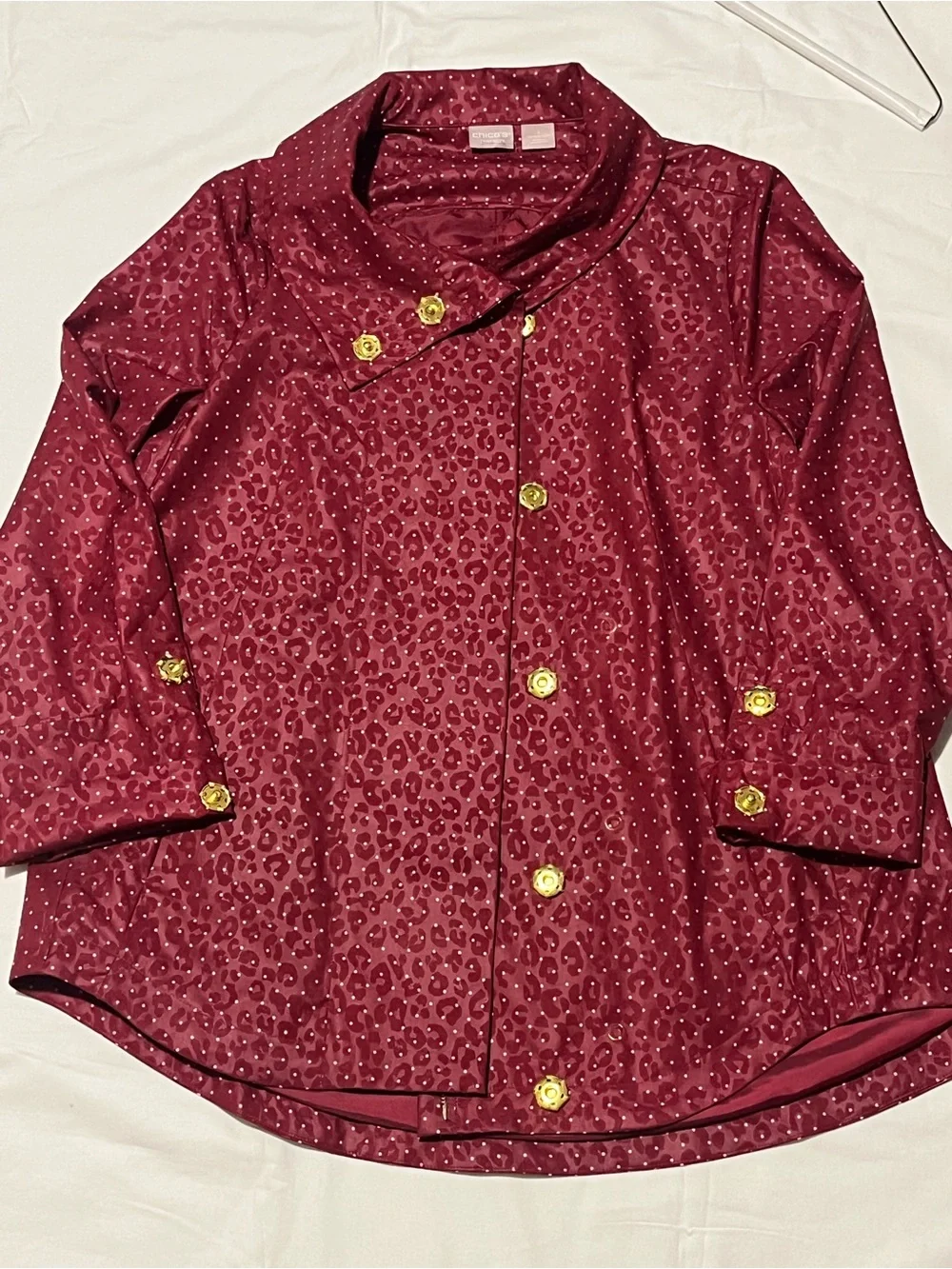 Chico’s Zenergy Women’s  Print Jacket Size 1 Medium 8/10 Stretch Button Front